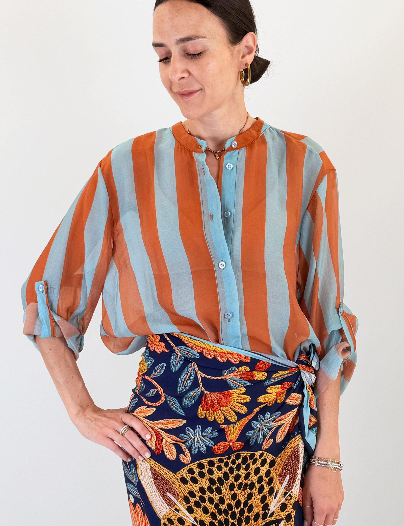 Camicia coreana maxi righe