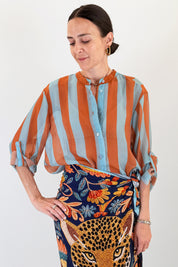Camicia coreana maxi righe