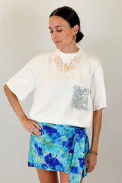 T-shirt tasca paillettes