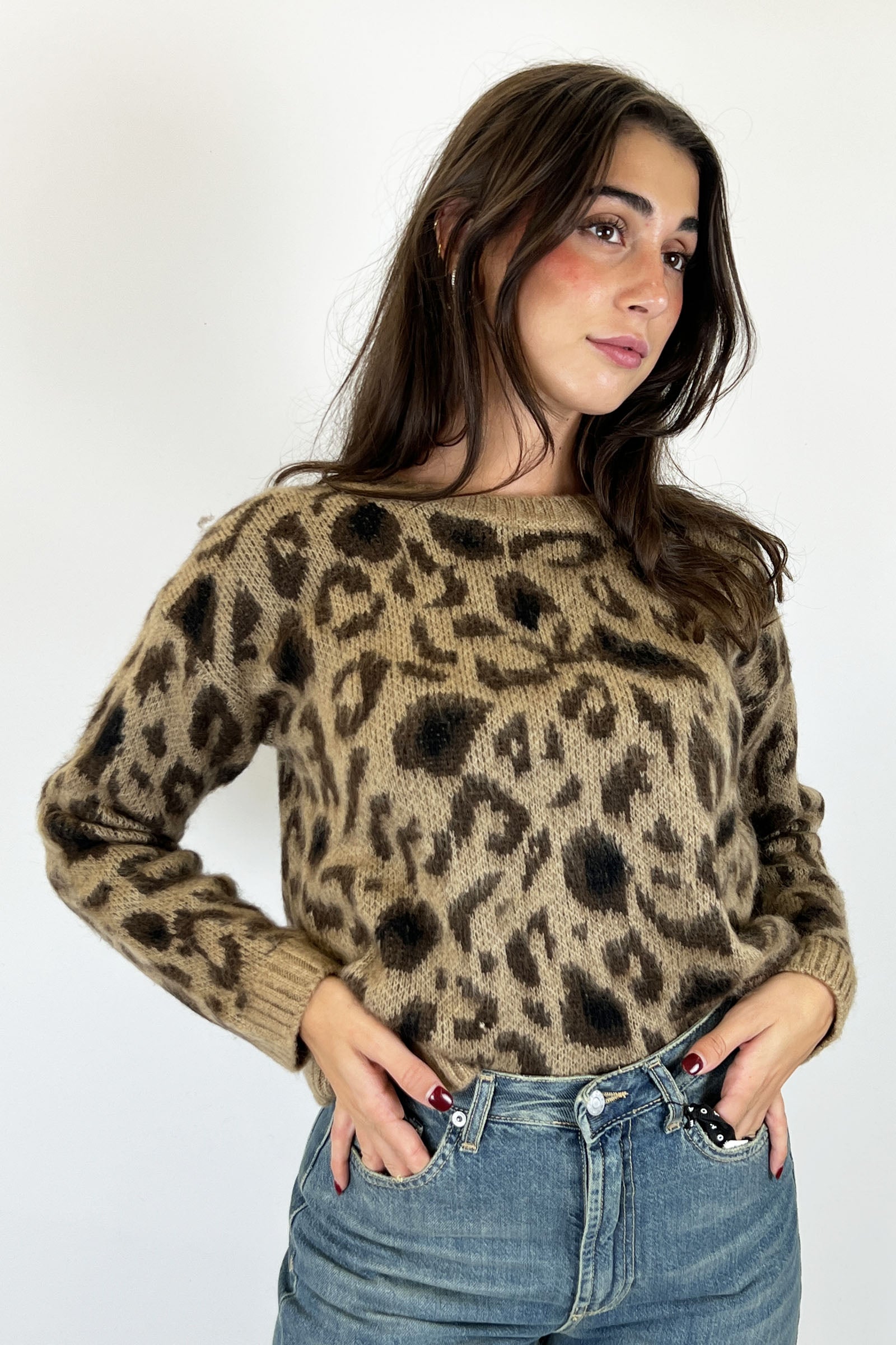 Pull girocollo maculato