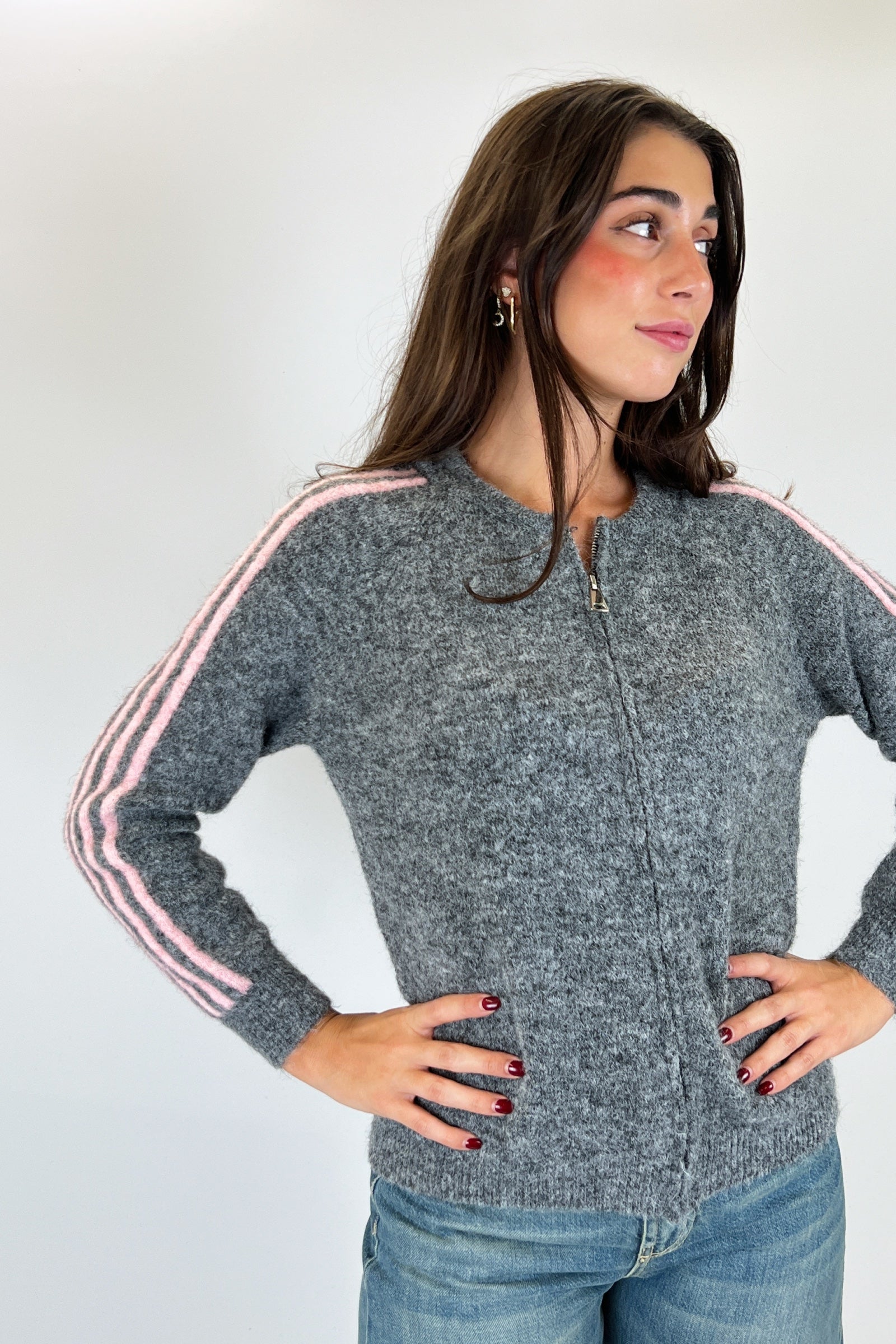 Bomber in maglia con bande