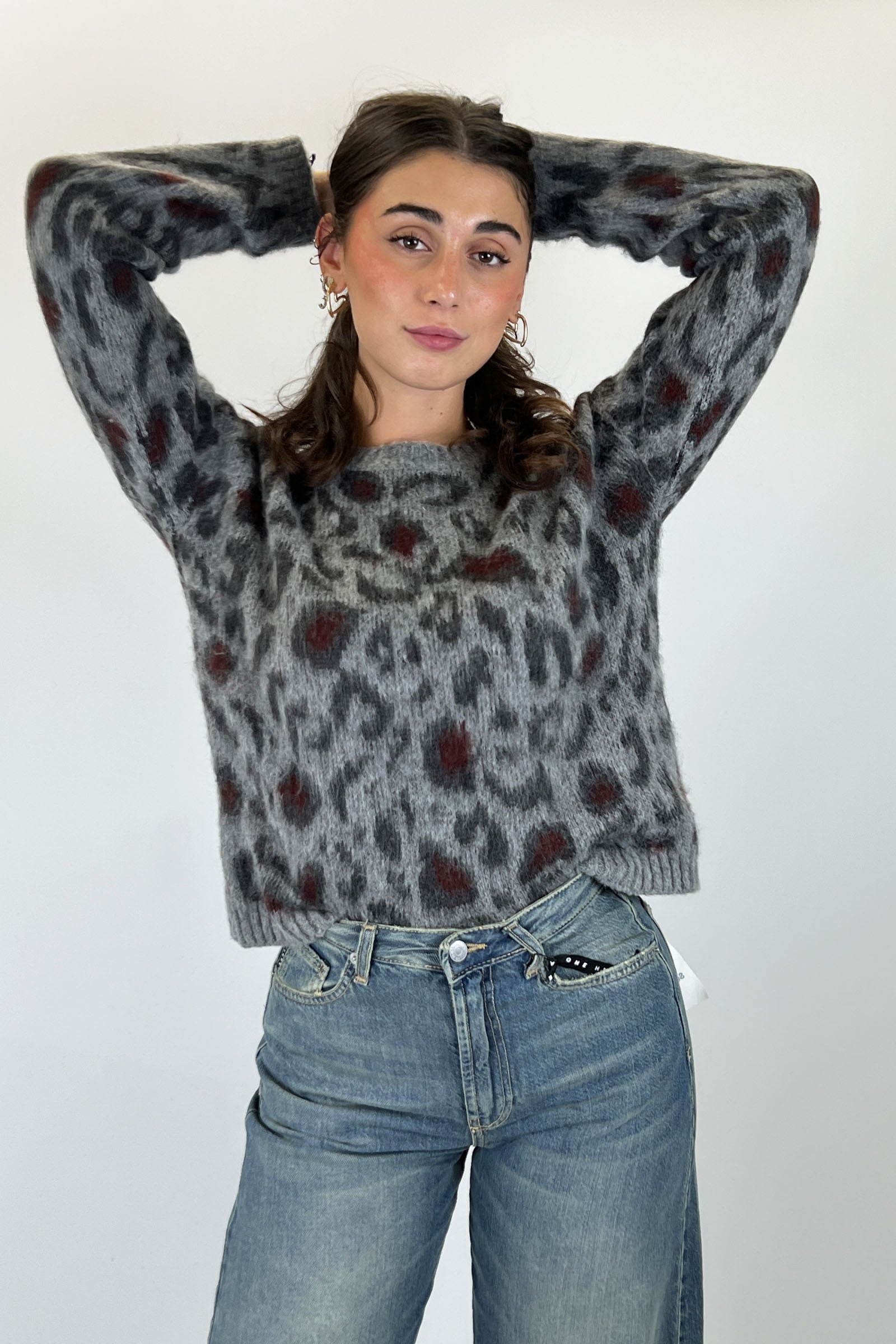 Pull girocollo maculato