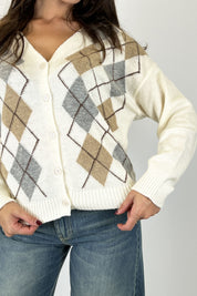Cardigan rombi lana cachemire