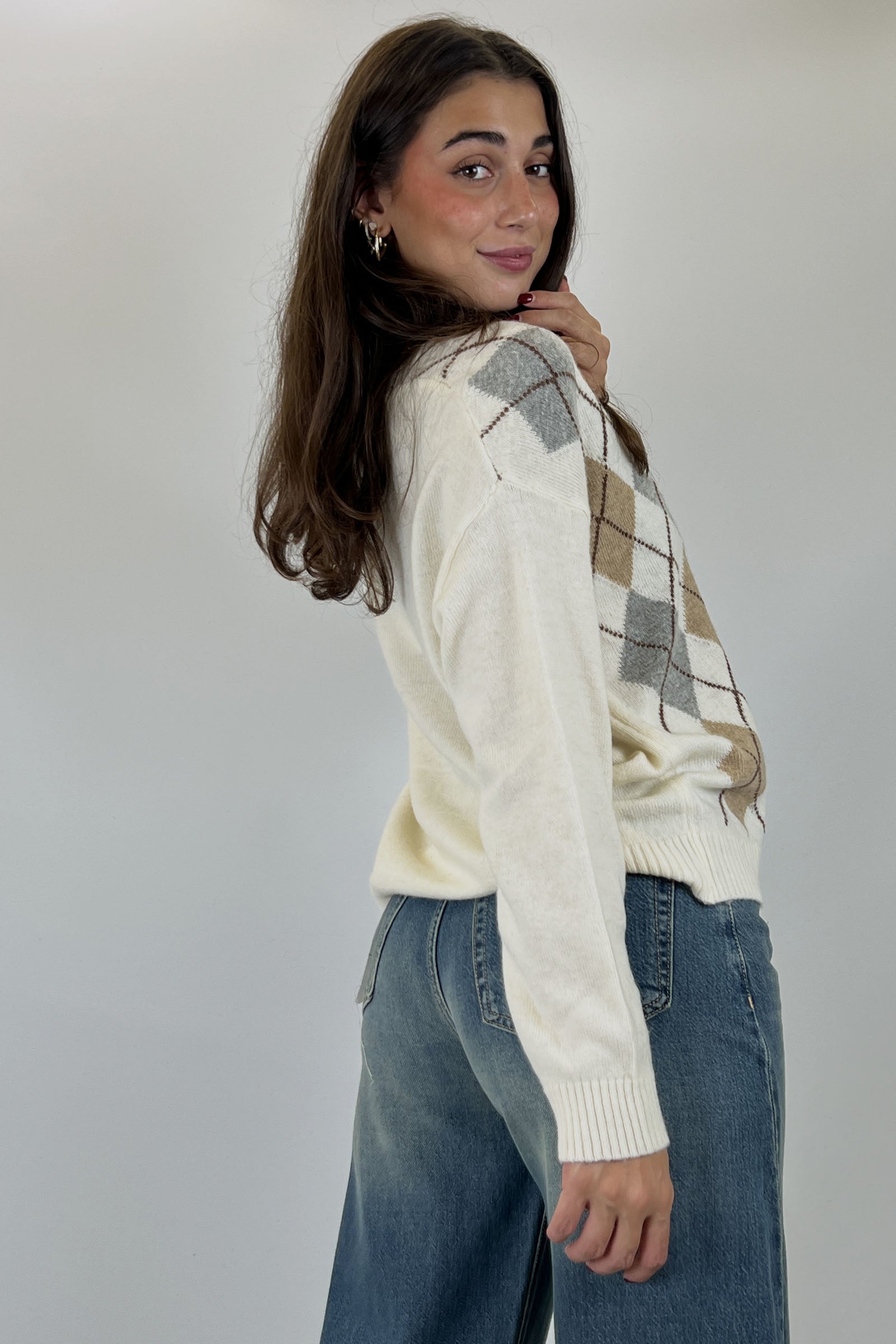 Cardigan rombi lana cachemire