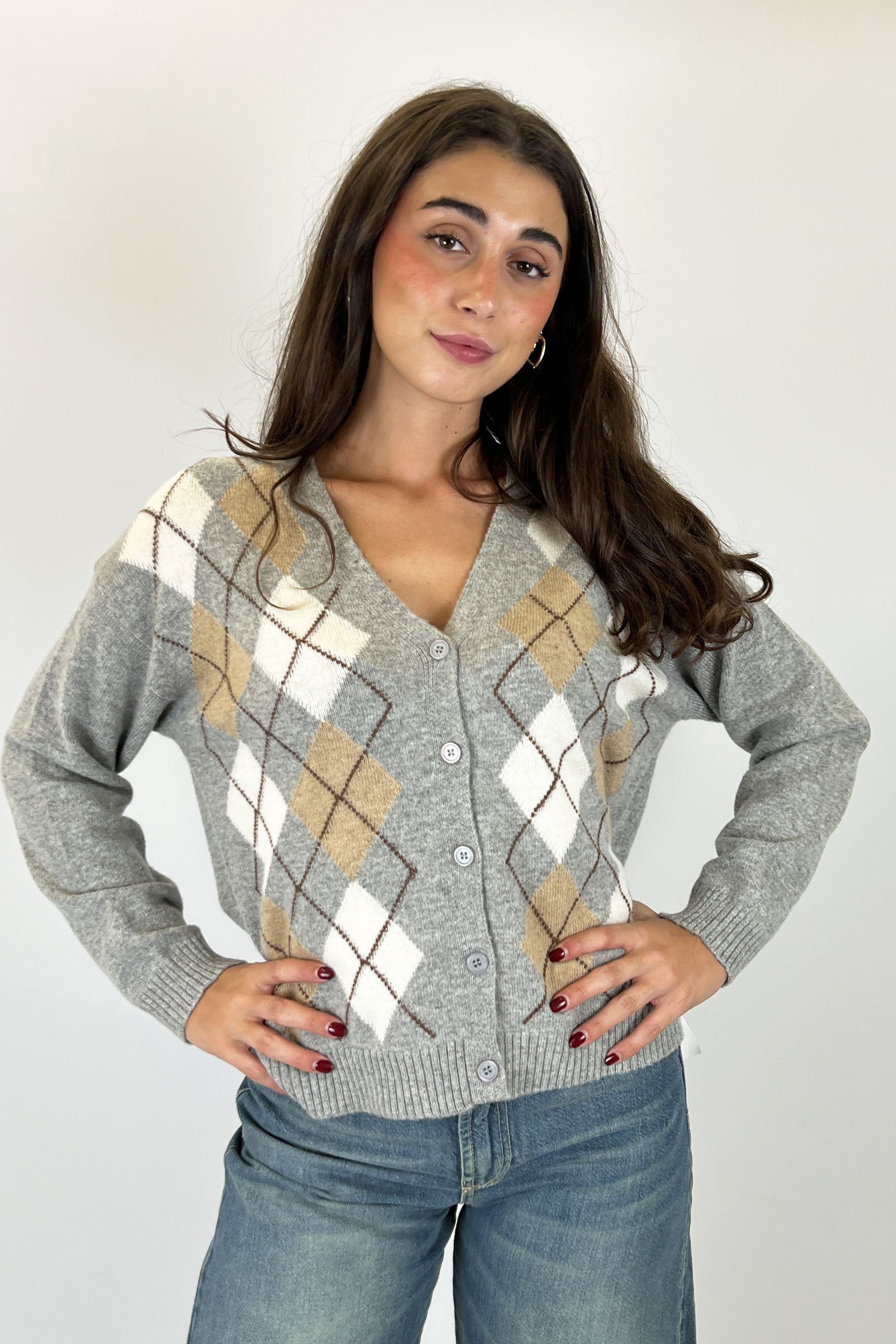 Cardigan rombi lana cachemire
