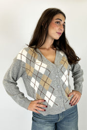 Cardigan rombi lana cachemire