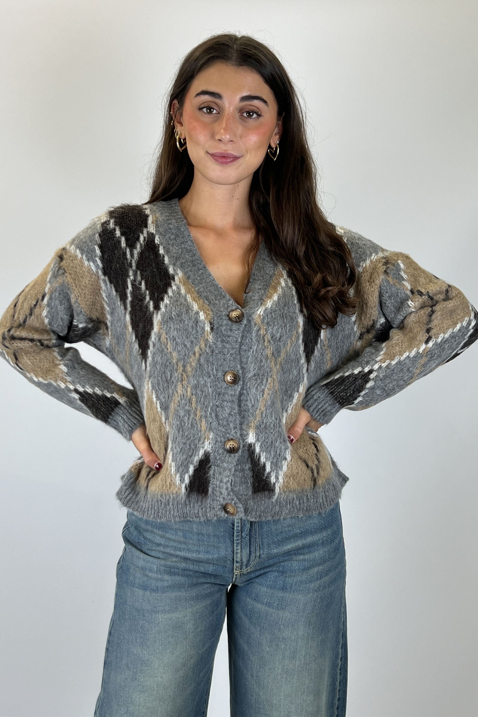 Cardigan rombi jacquard