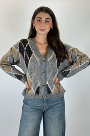 Cardigan rombi jacquard