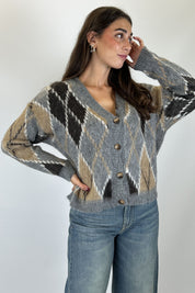 Cardigan rombi jacquard