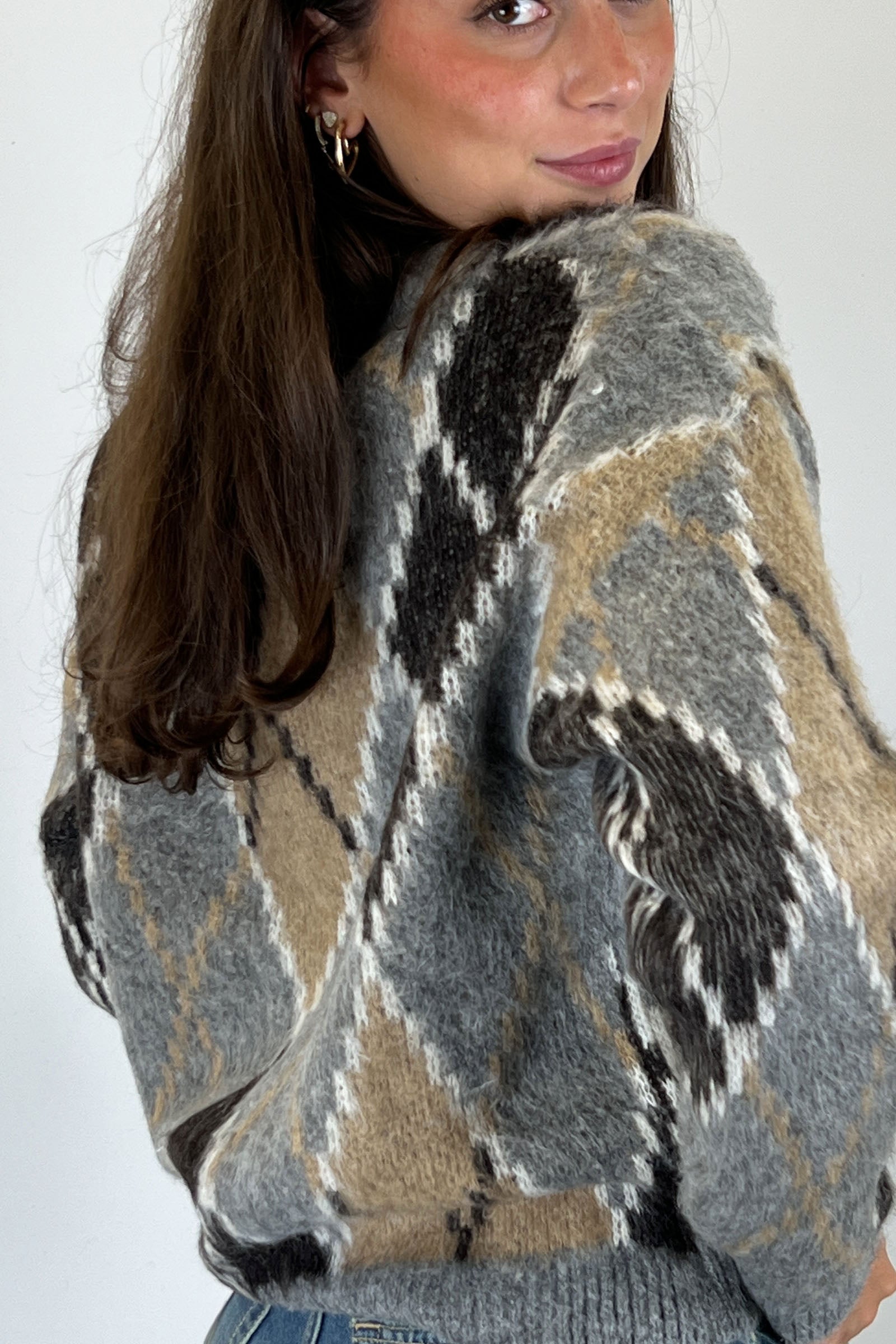 Cardigan rombi jacquard