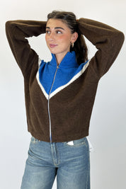 Maglia zip bicolor