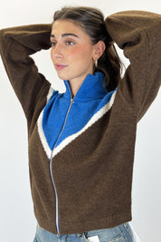 Maglia zip bicolor