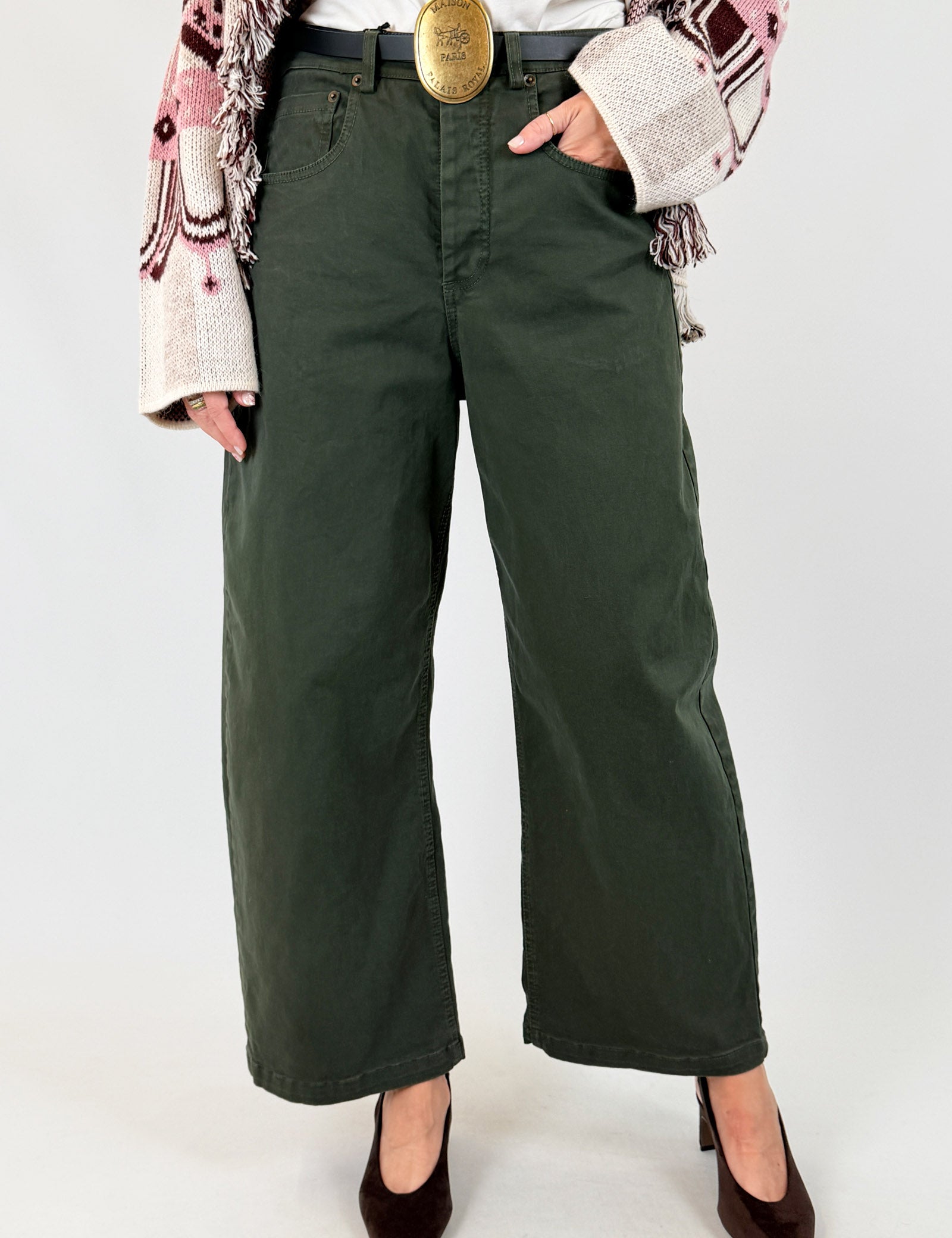 Pantalone cotone con cintura