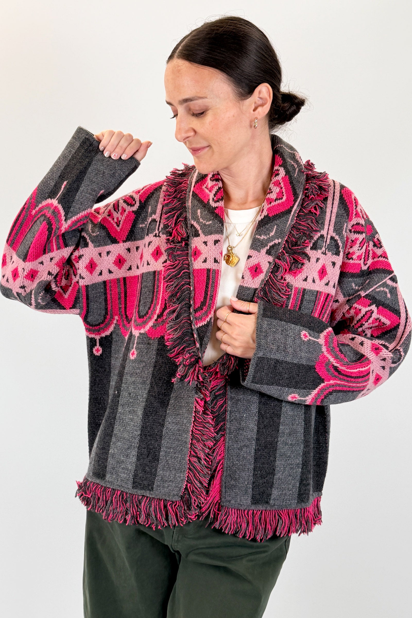 Cardigan frange origami