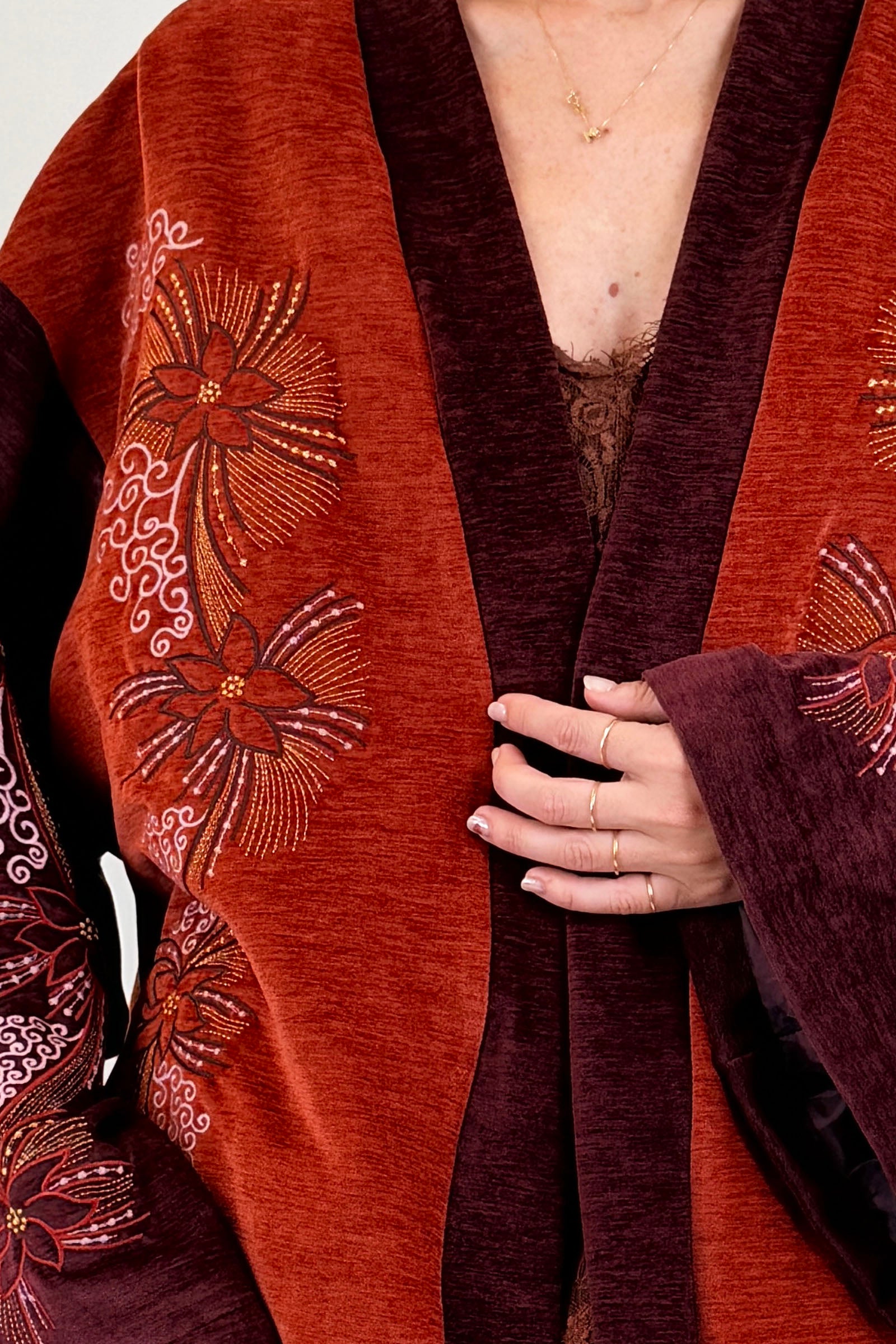 Giacca kimono ricamata
