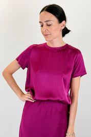 T-shirt girocollo in raso