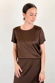 T-shirt girocollo in raso