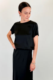 T-shirt girocollo in raso