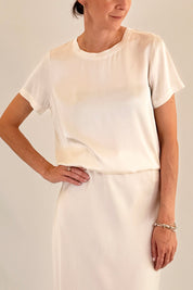 T-shirt girocollo in raso