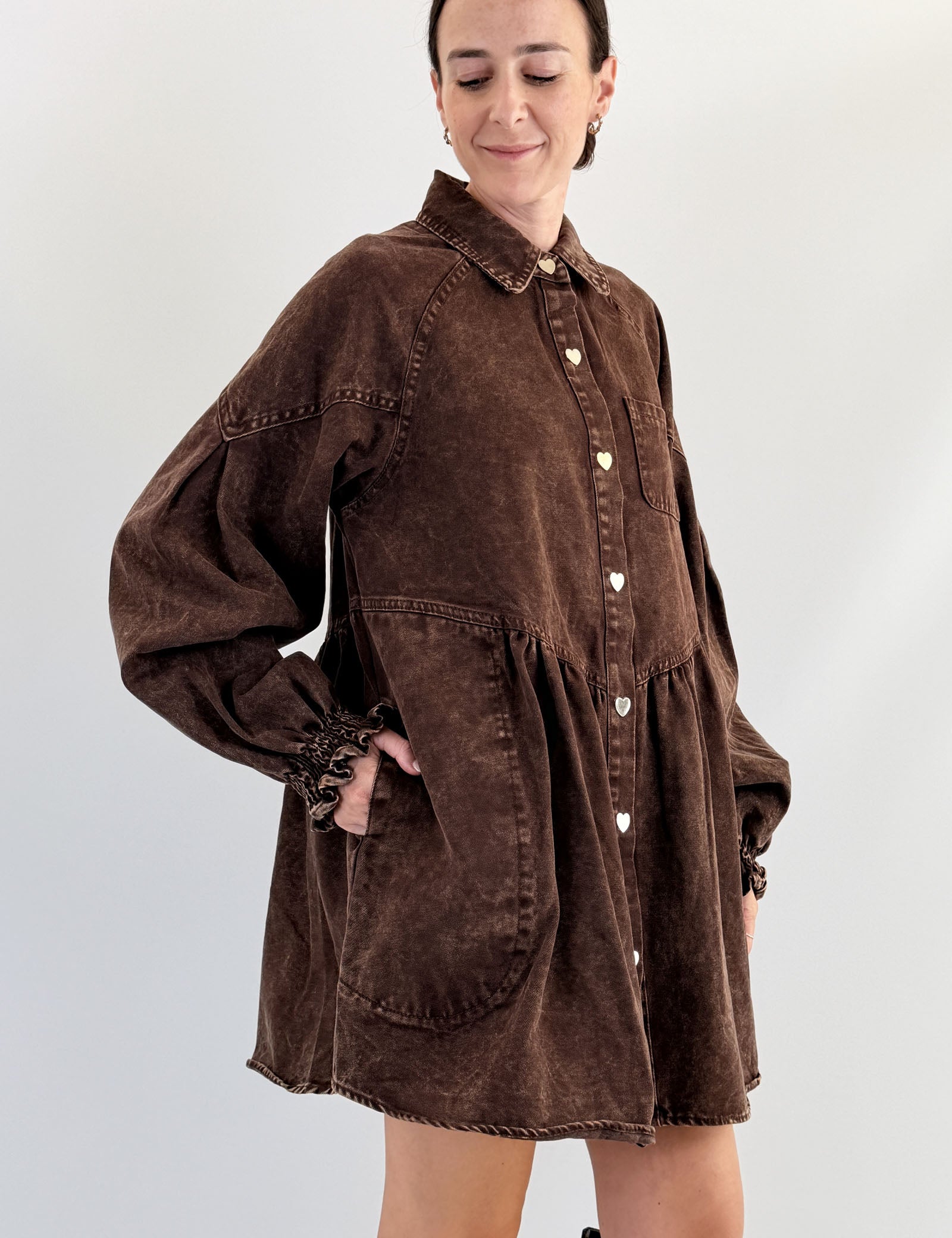 Abito denim cuoricini