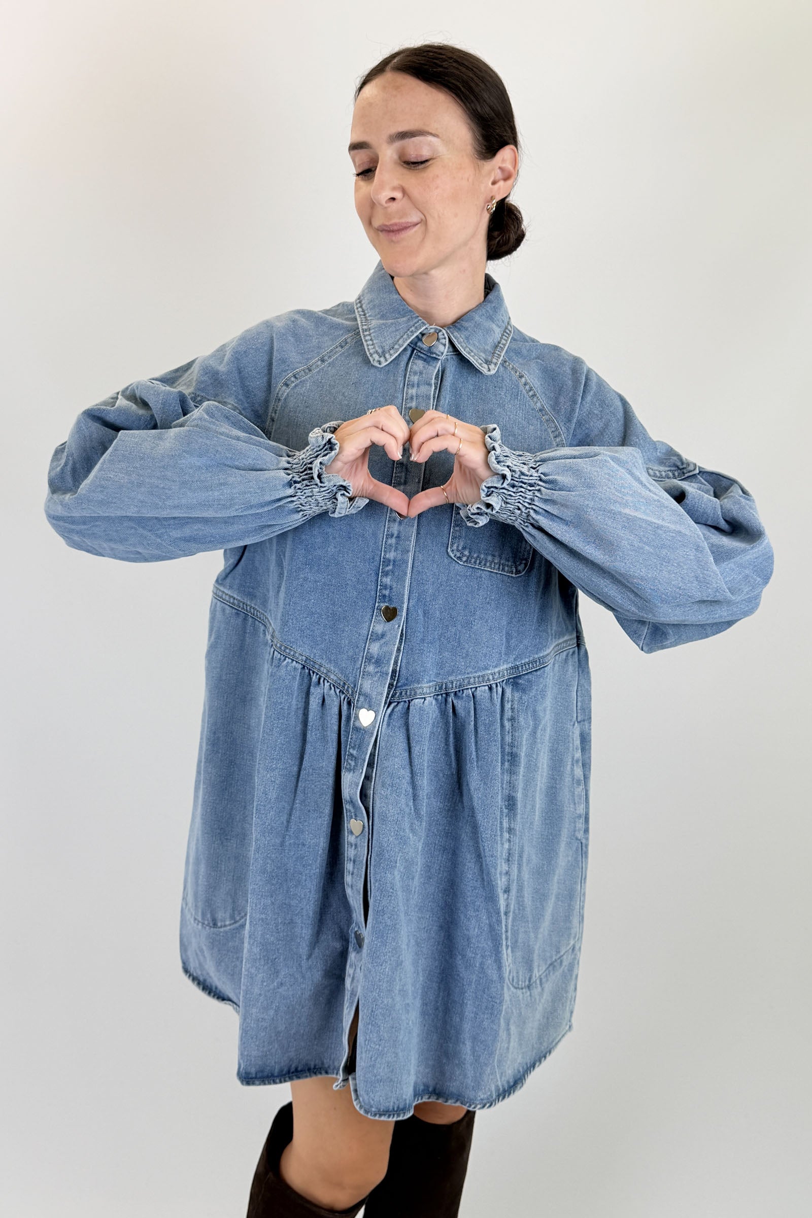 Abito denim cuoricini