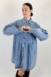 Abito denim cuoricini