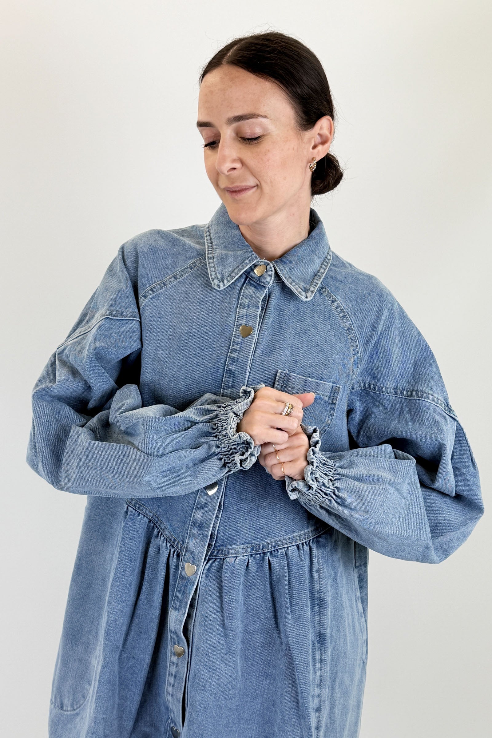Abito denim cuoricini