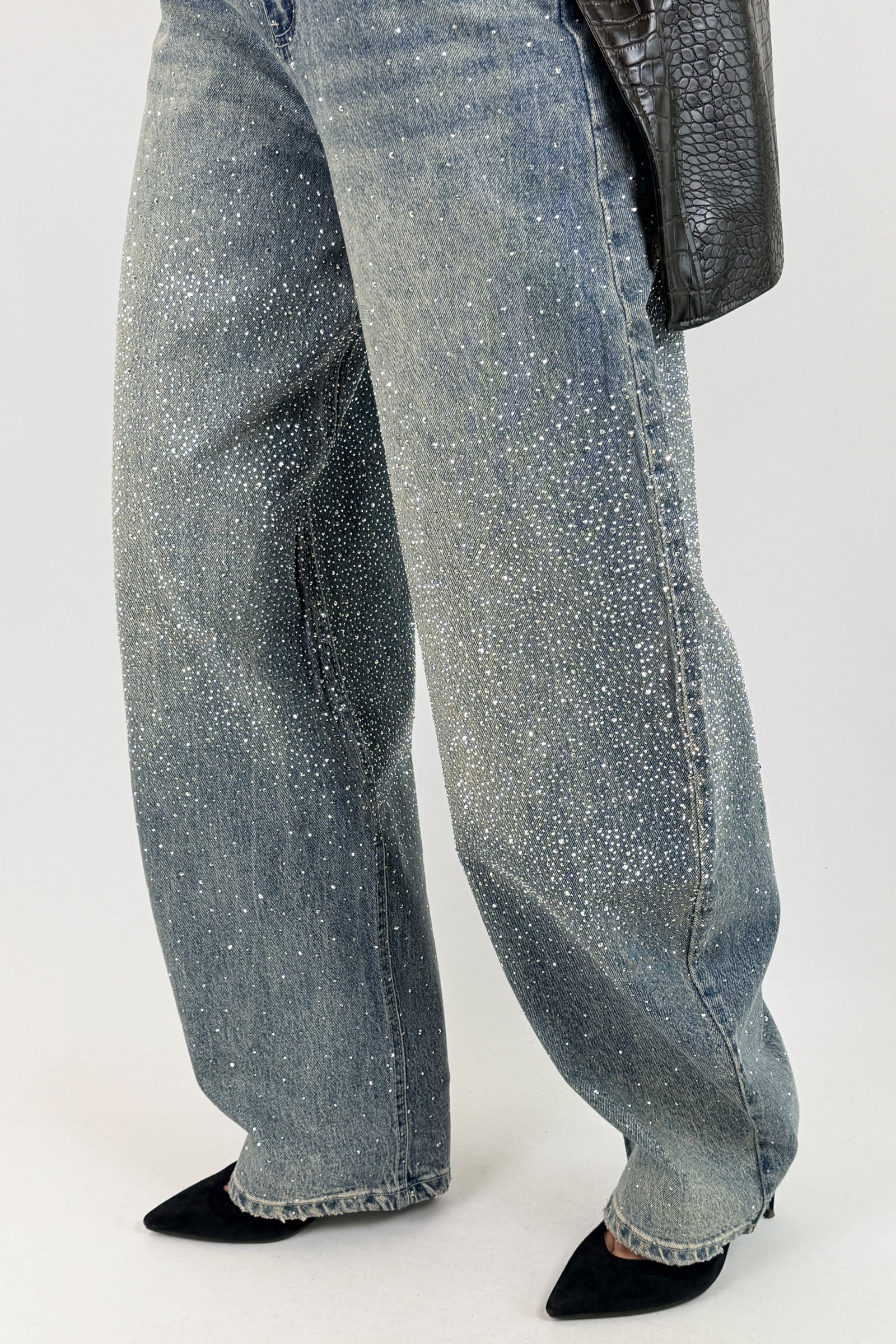 Jeans strass barrel fit