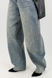 Jeans strass barrel fit