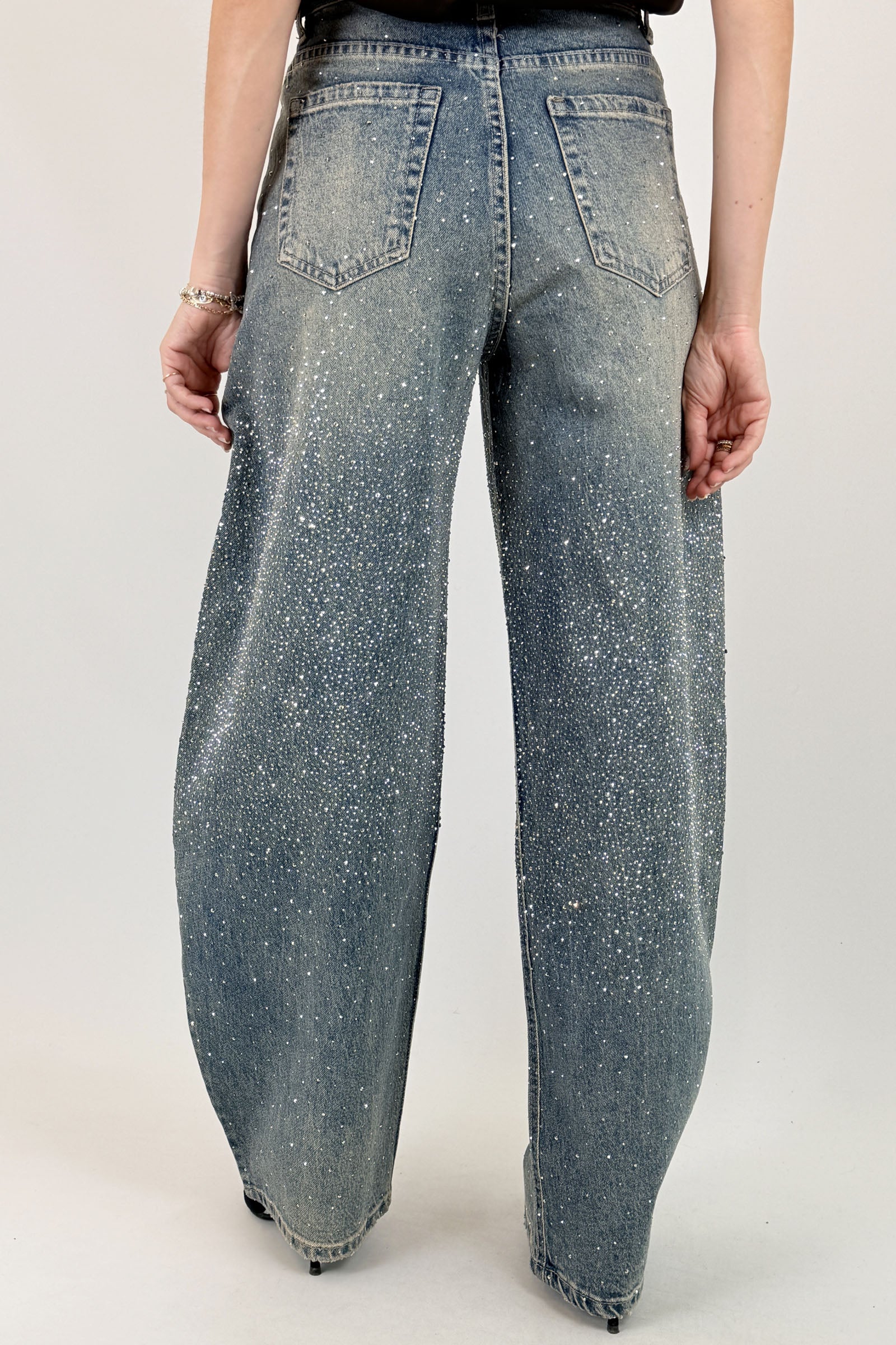 Jeans strass barrel fit