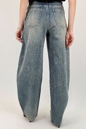 Jeans strass barrel fit
