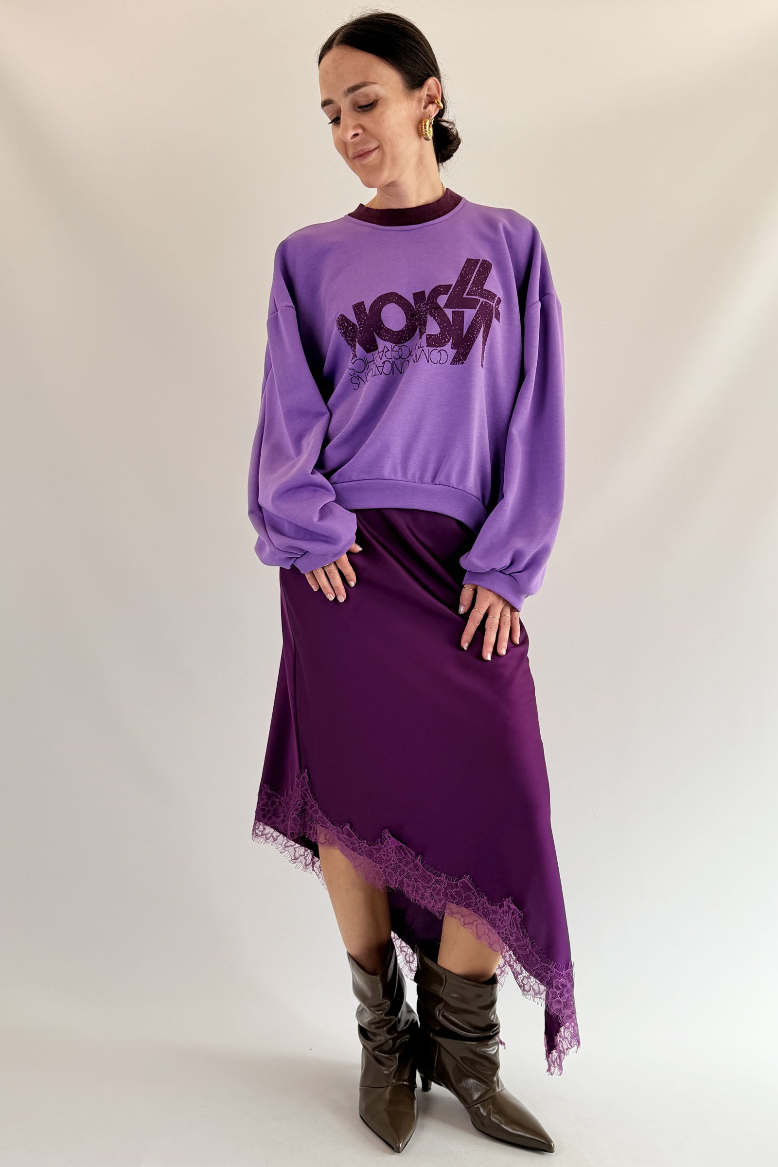 Longuette in raso con pizzo