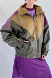 Bomber tricolore ecopelle