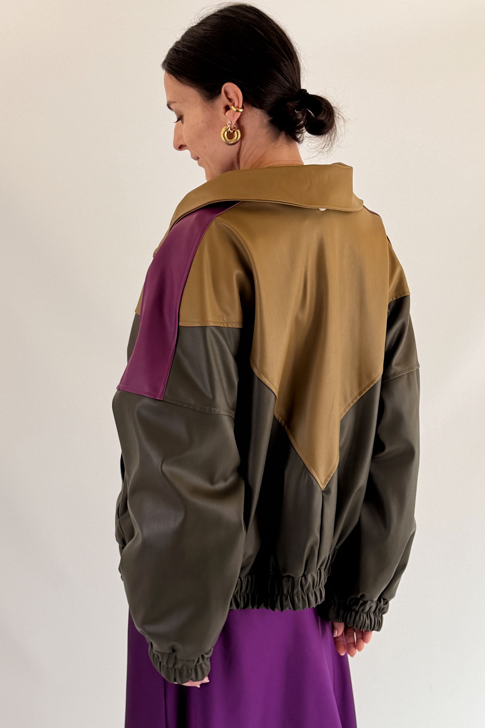 Bomber tricolore ecopelle