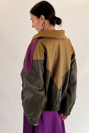 Bomber tricolore ecopelle