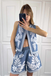 Completo denim ricamato