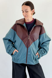 Bomber tricolore ecopelle