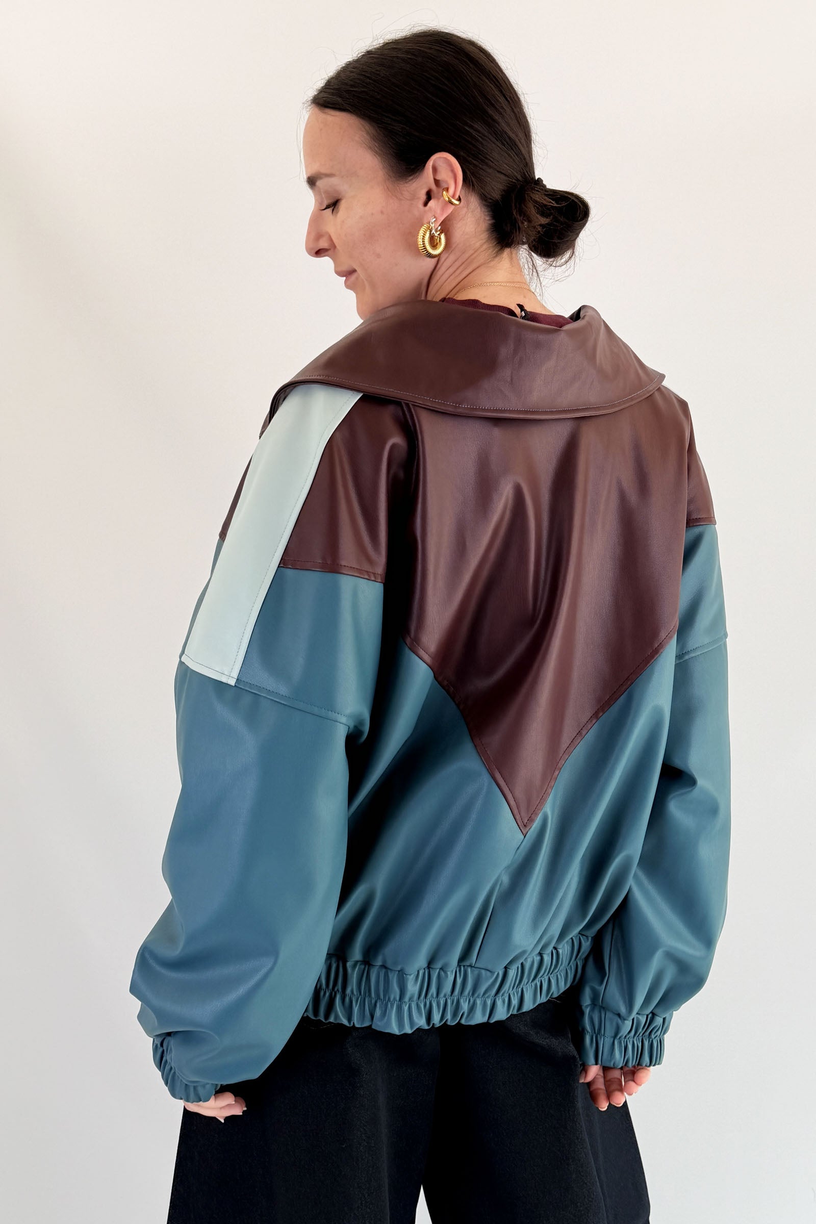 Bomber tricolore ecopelle