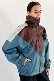 Bomber tricolore ecopelle