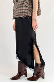 Longuette in raso con pizzo