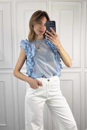 Blusa smanicata con rouges