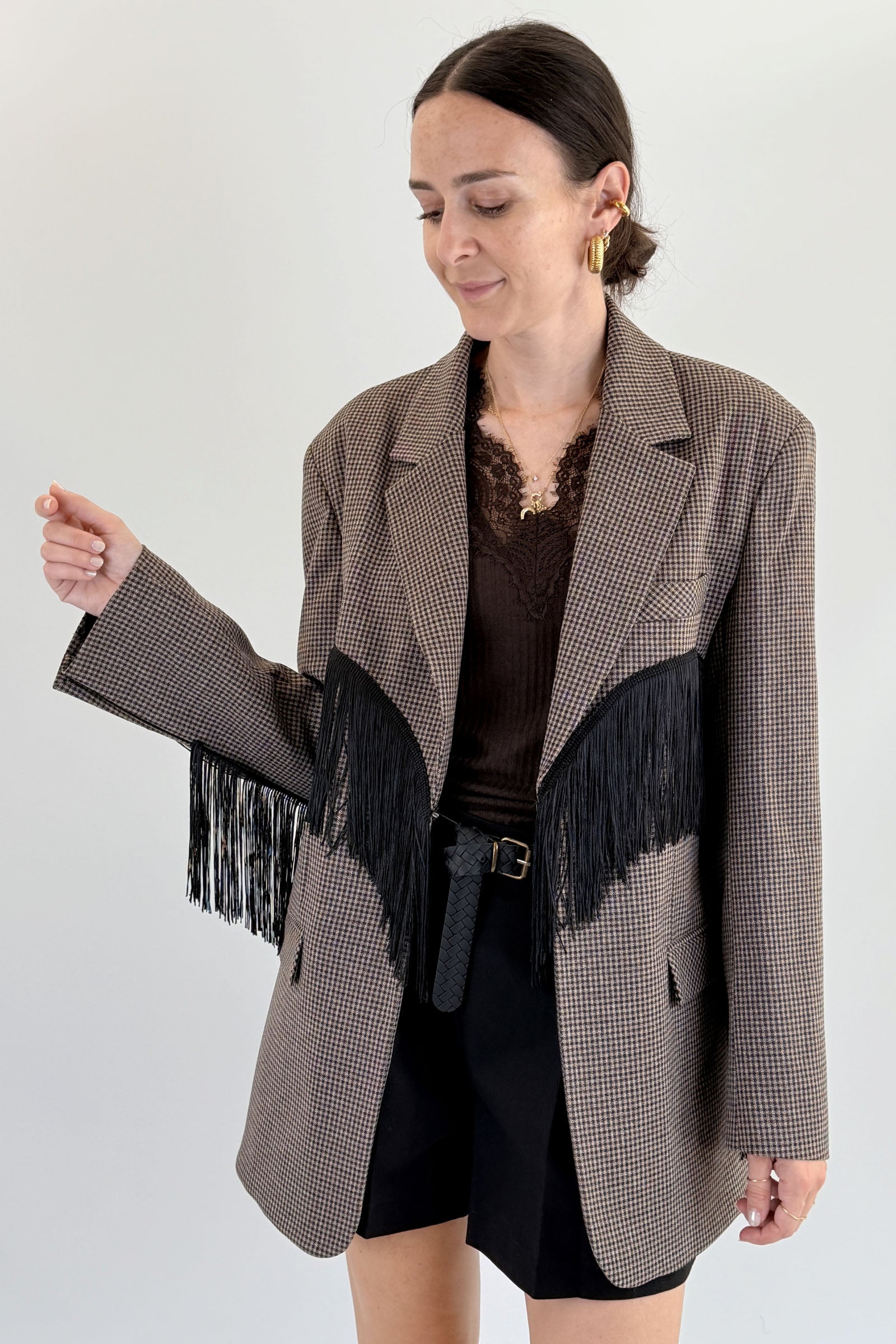 Camicia p.poule con frange