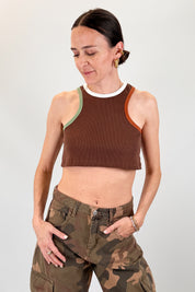 Tank top con bordi a contrasto