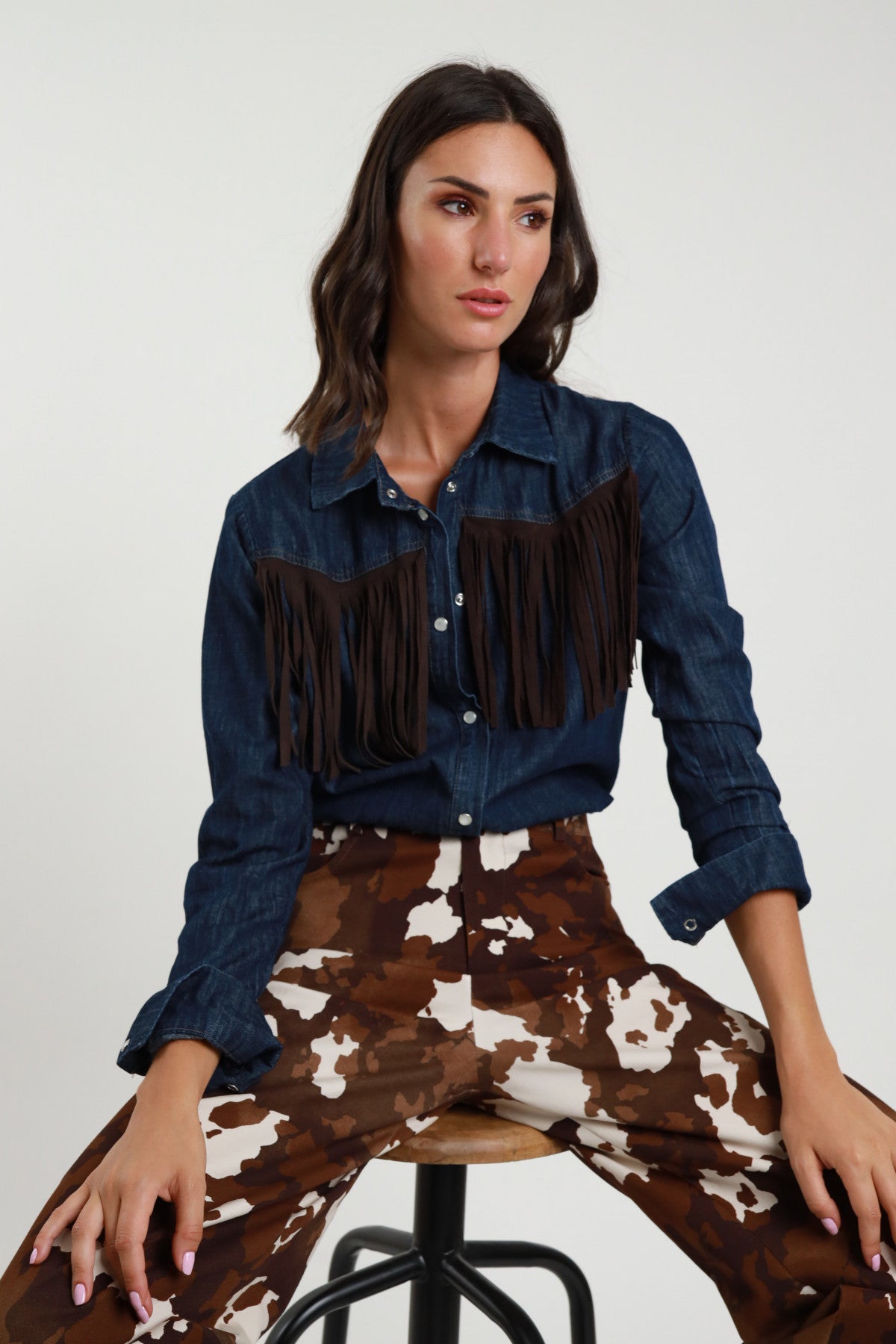 Camicia denim e frange
