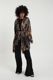 Kimono satin frange
