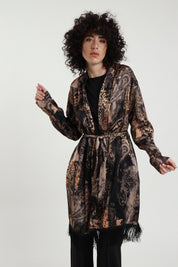Kimono satin frange