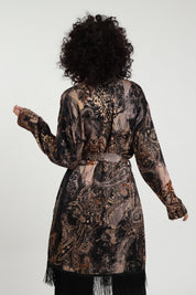 Kimono satin frange