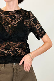 T-shirt pizzo mezza manica