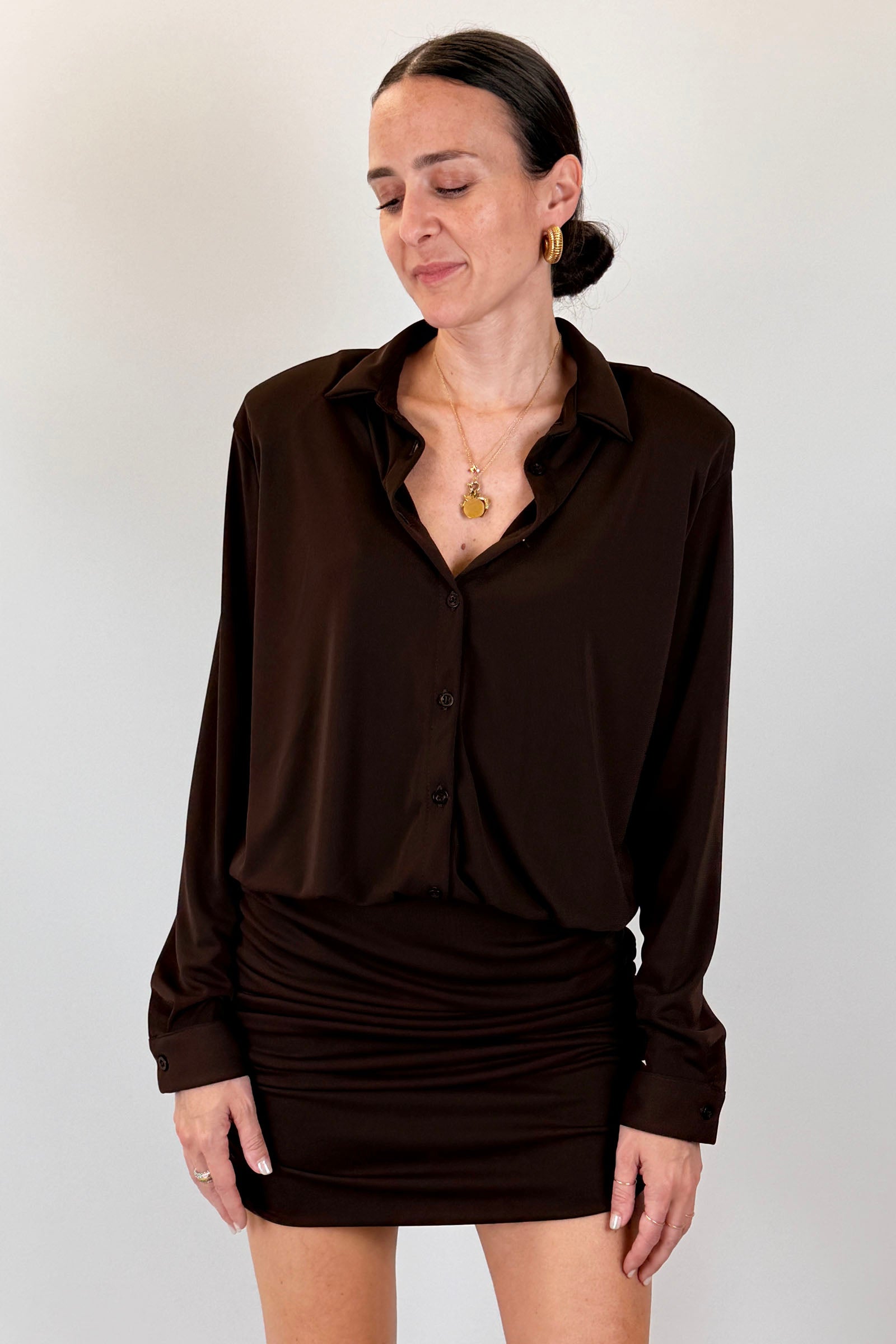 Abito camicia con arricciatura