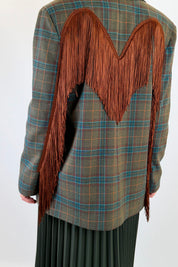 Blazer scozzese con frange